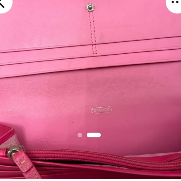 Coach Pink Red Women's Wallet 12.5" x 4" - Picture 2 of 16